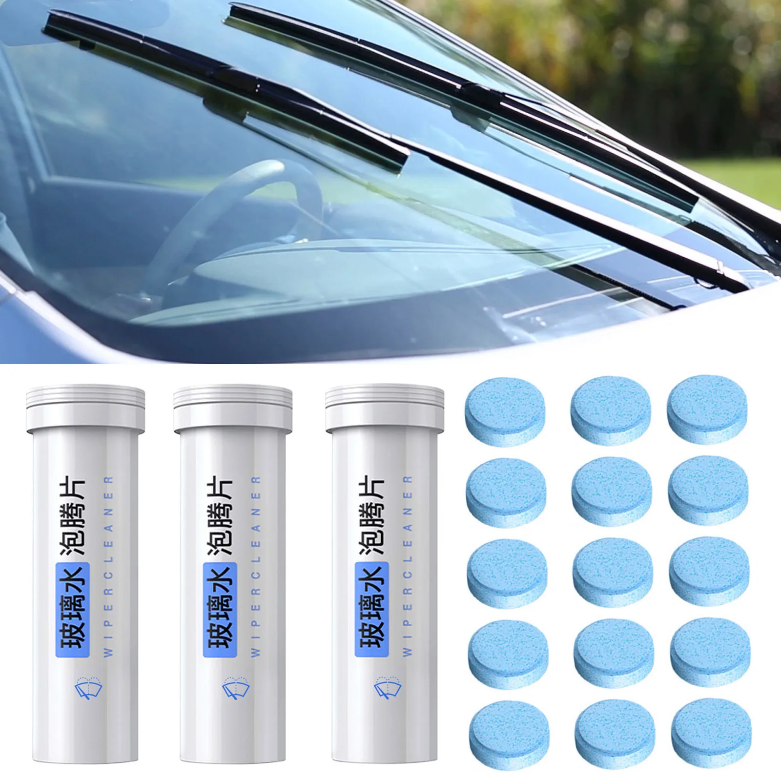 

Car Solid Cleaner Effervescent Tablets Spray Car Window Windshield Glass Cleaning Auto Repair Detailing Accessories Washing Kit