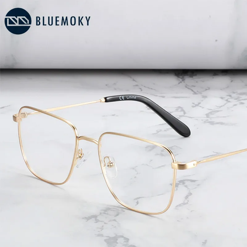 

BLUEMOKY Titanium Alloy Prescription Glasses Frame Men Square Eyeglasses Frames Business Style Korean Eyewear