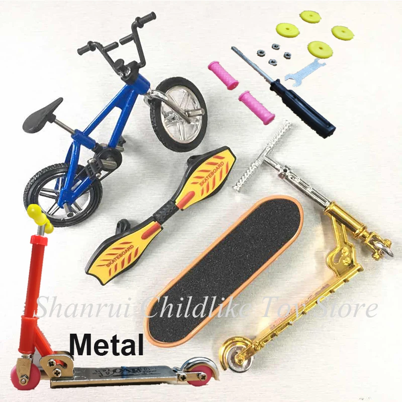 Metalen Vinger Scooter Twee Wielen Bmx Mini Bike Set Skateboarding Voor Jongens Kerst Verjaardagscadeau