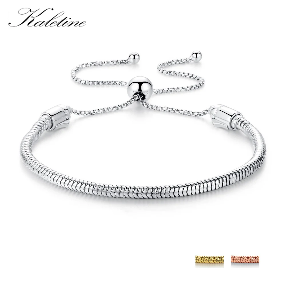 

KALETINE 925 Sterling Silver Bracelets for Women Charms Tennis Bracelet Bangles Men DIY Jewelry Fit Bead Adjustable Snake Chain