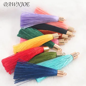 10/20 stücke 28 Farbe 6cm lange Seide Quaste Pinsel Metall kappen Quaste Charms Anhänger DIY Schmuck Herstellung Schmuck Komponenten Zubehör