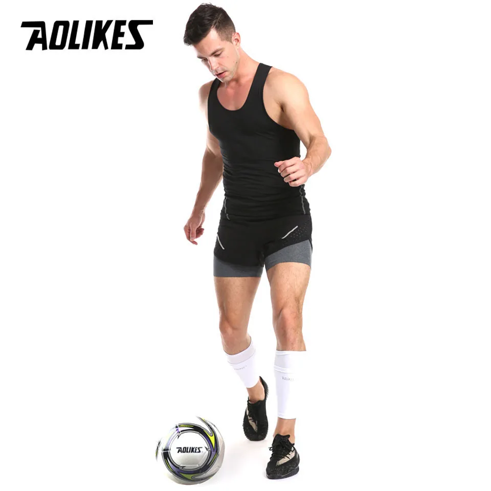 AOLIKES 1 Pair Soccer Protective Socks Shin Guard With Pocket For Football Shin Pads Leg Sleeves Support Adult Calf Support Sock