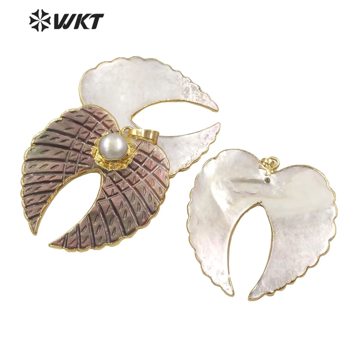 WT-JP261 WKT Procurement Hand-carved wing pendant mix and match Freshwater pearl DIY necklace earring accessories