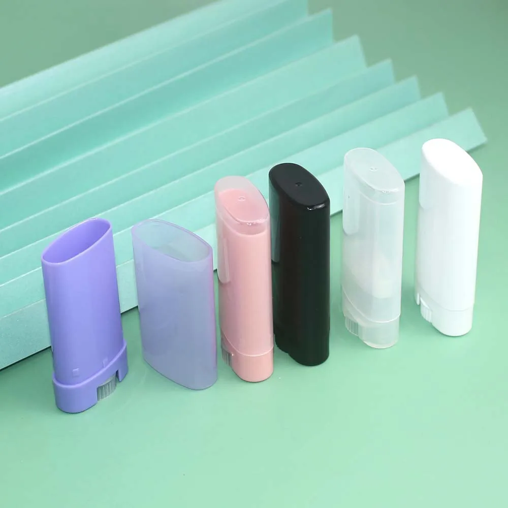 5Pcs/lot 15ml/15g Empty Oval Lip Balm Tube Plastic White Solid Perfume Deodorant Containers Portable Makeup Lipstick Tubes