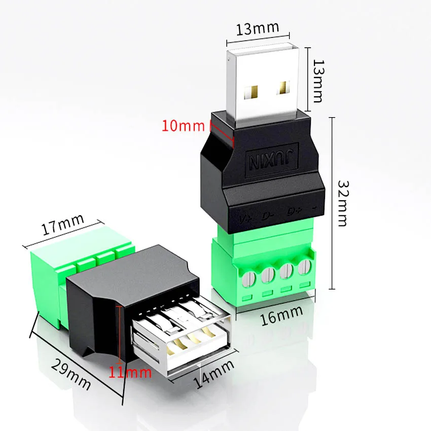 USB Female To Screw Connector USB Plug With Shield Connector USB2.0 Female Jack USB Female To Screw Terminal