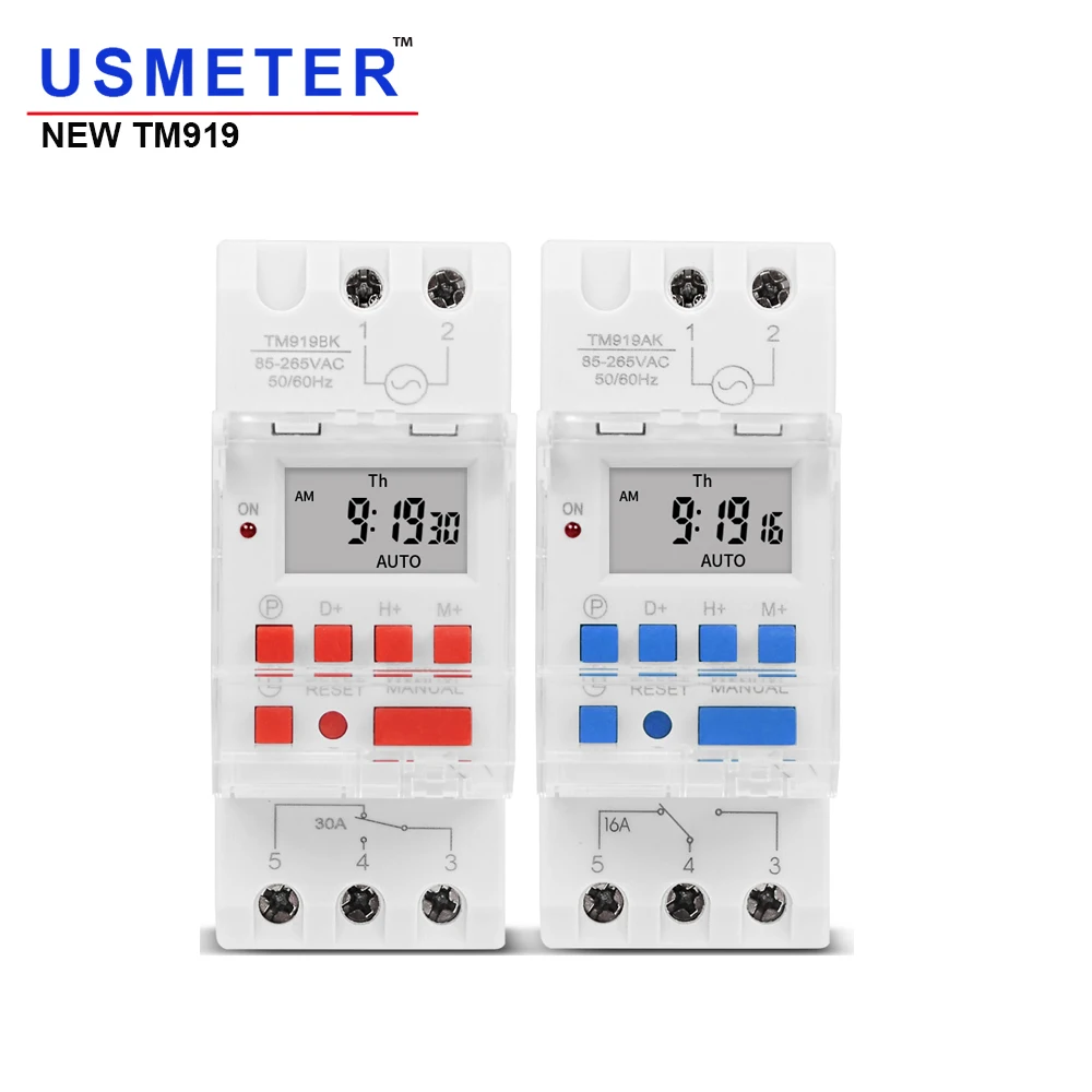 TM919 110V 220V settimanale 7 giorni programmabile interruttore orario digitale relè controllo Timer 16A 30A guida Din con funzione di conto alla