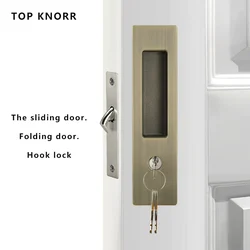 TOP KNORR Door Lock Sliding Door Lock Handle Zinc Alloy Single Hook Lock Body With Key Universal Bathroom Sliding Door Lock