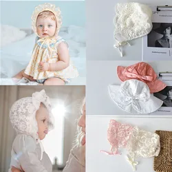 Zomer Pasgeboren Baby Hoed Leuke Kant Bloem Dunne Zonnehoed Peuter Prinses Baby Meisje Motorkap Pasgeboren Beanie Caps Fotografie Props