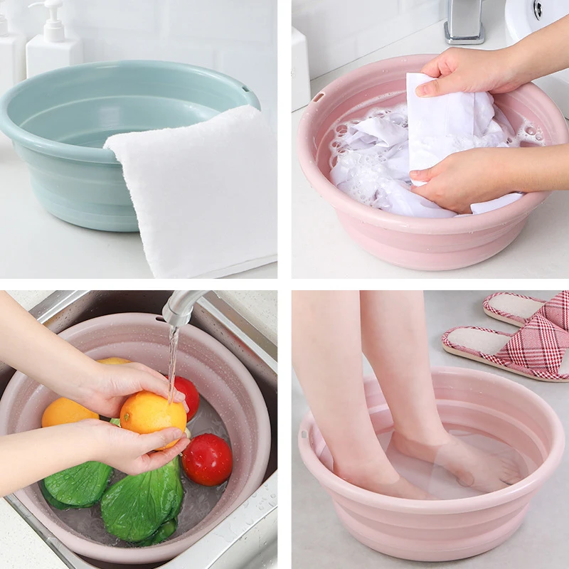 Household Foldable Plastic Basin Portable Student Dormitory Travel Laundry Thickened Wash Basin Bathroom Accessories Household