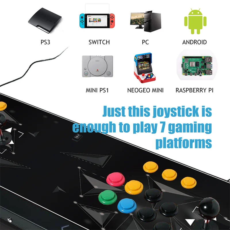 DOYO Arcade Fight Joystick Two Players Controller Compatible with Switch/ NEOGEO Mini/PC/ PS Classic/ PS3/ Android/ Raspberry Pi