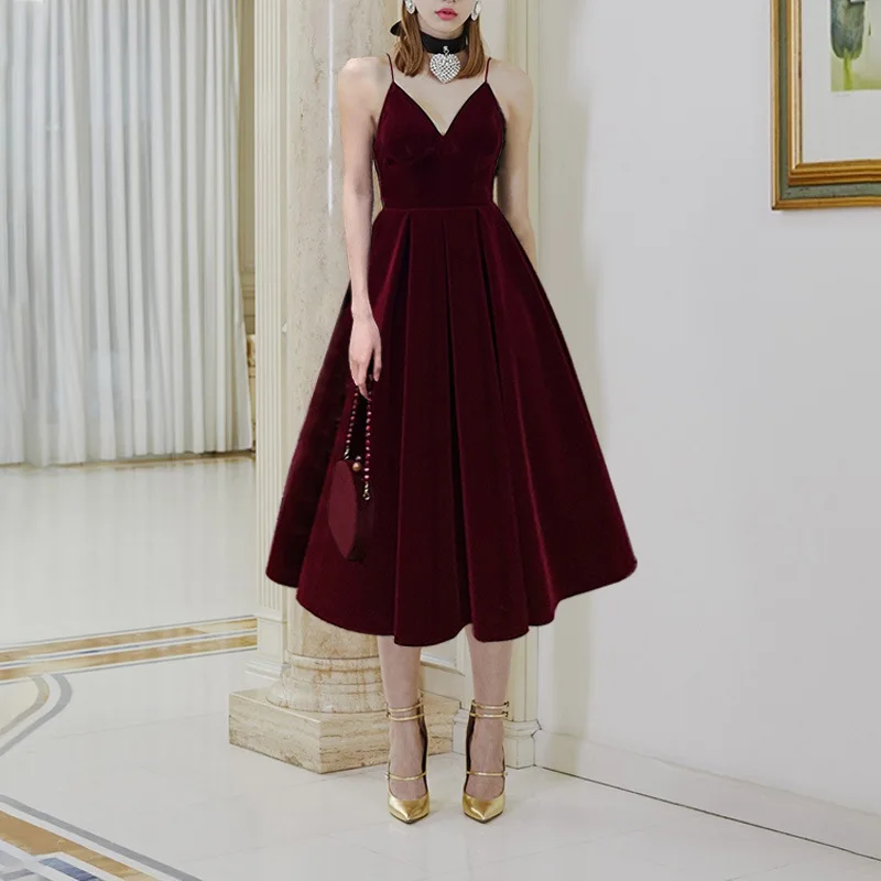 Burgundy Homecoming Dresses V Neck Party dresses Formal Dresses Elegant Party Cocktail Dress Back to home Dreaaes Prom Dresses