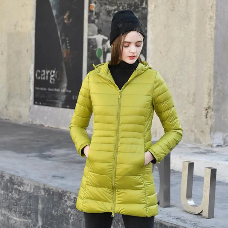 7XL Winter Ultra Light Down Jacket Women Fashion Casual 90% White Duck Down Jacket Plus Size Long Hooded Coat Waterproof Parka