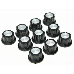 10pcs Black W/ Chrome Cap Effects Pedal Knobs Push on Knob Fits BOSS Effects Fluted Slide Potentiometer Knob