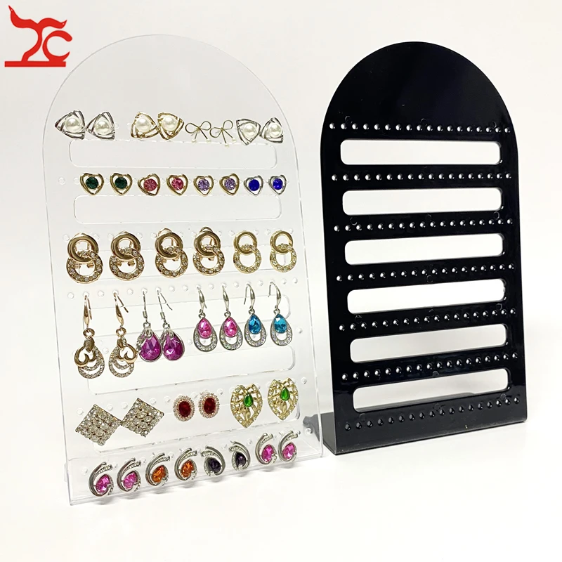 

126 Holes Showcase Rack Jewelry Plastic Earring Board Holder Ear Studs Display Stand For joyeros organizador de joyas 2pcs/lot