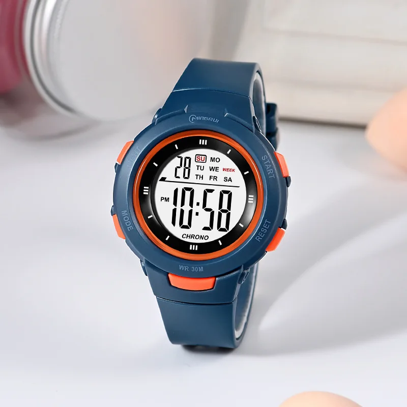 Montre électronique pour enfants, boucle ardillon, étanche, réveil lumineux multifonctionnel, tendance