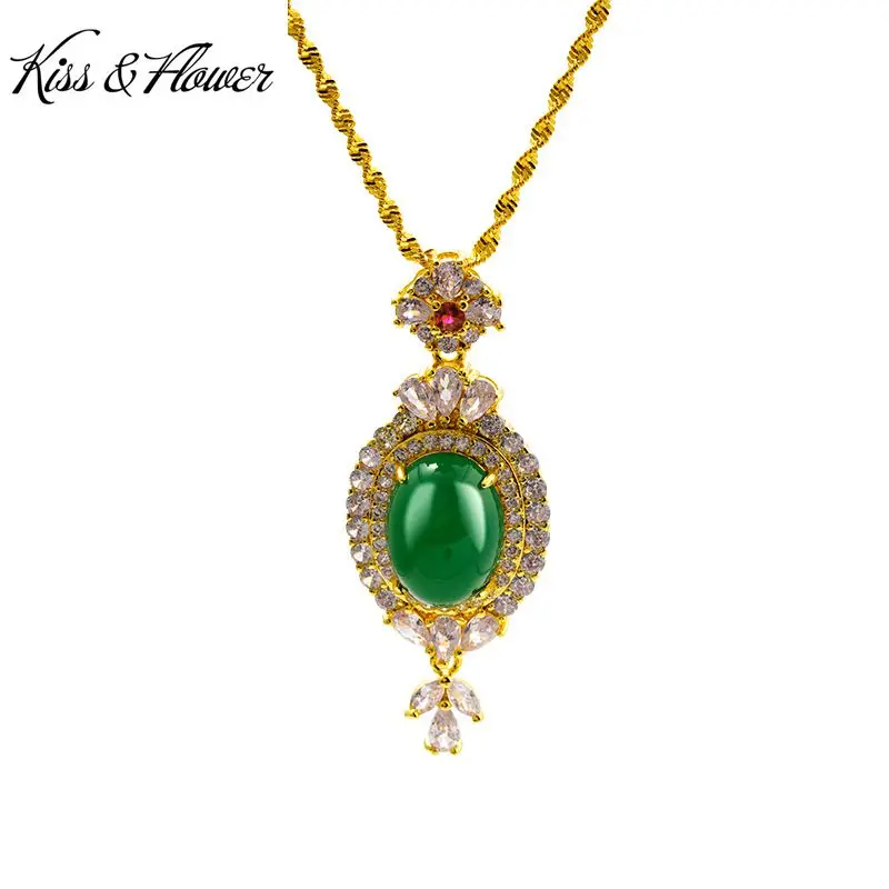 

KISS&FLOWER PD91 Fine Jewelry Wholesale Fashion Woman Birthday Wedding Gift Flower AAA Zircon 24KT Gold Pendant Charm NO CHAIN