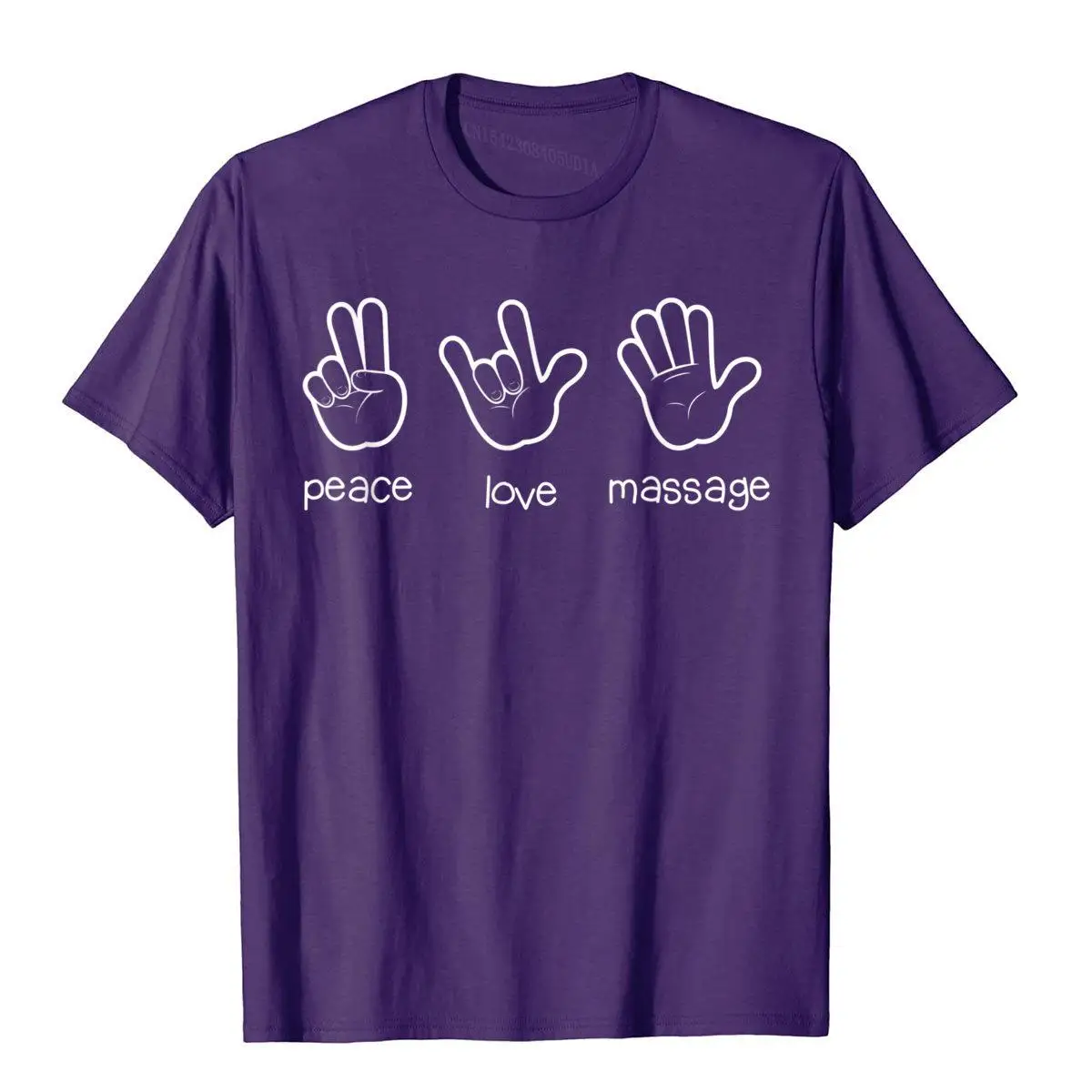 Peace Love Massage T-Shirt Funny Quote Gift For Therapist Classic Tees For Men Graphic Cotton Top T-Shirts Casual