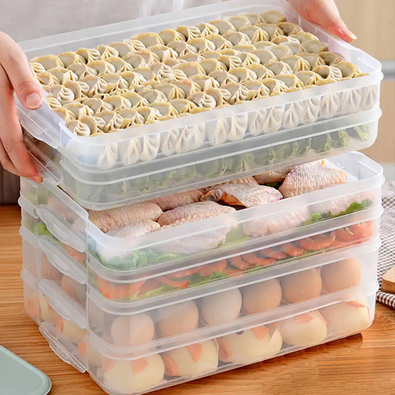 

Single Stackable Layer Egg Dumpling Boxes Storage Tray Food Container Box Plastic Fruit Vegetable Meat Refrigerator Crisper Tool