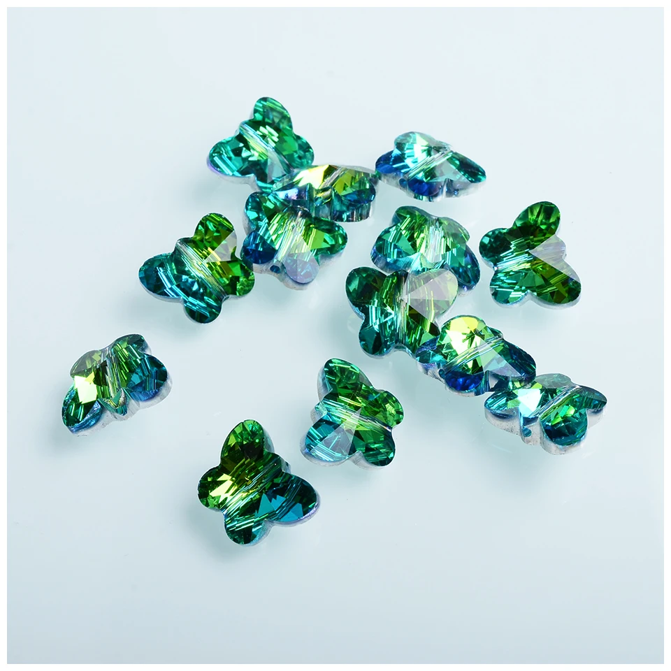 2020 New Color 14mm Butterfly Shape Beads Glass Rhinestone Crystal Beads for DIY Earring Necklace