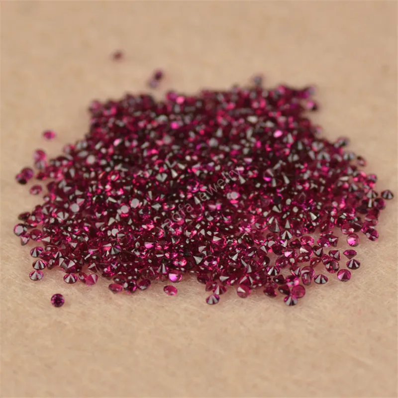 0.9~4mm 5A 8# Dark Rose Red Corundum Round Brilliant Shape Cut Loose Machine Cut Synthetic Corundum Gems Stone For Jewelry