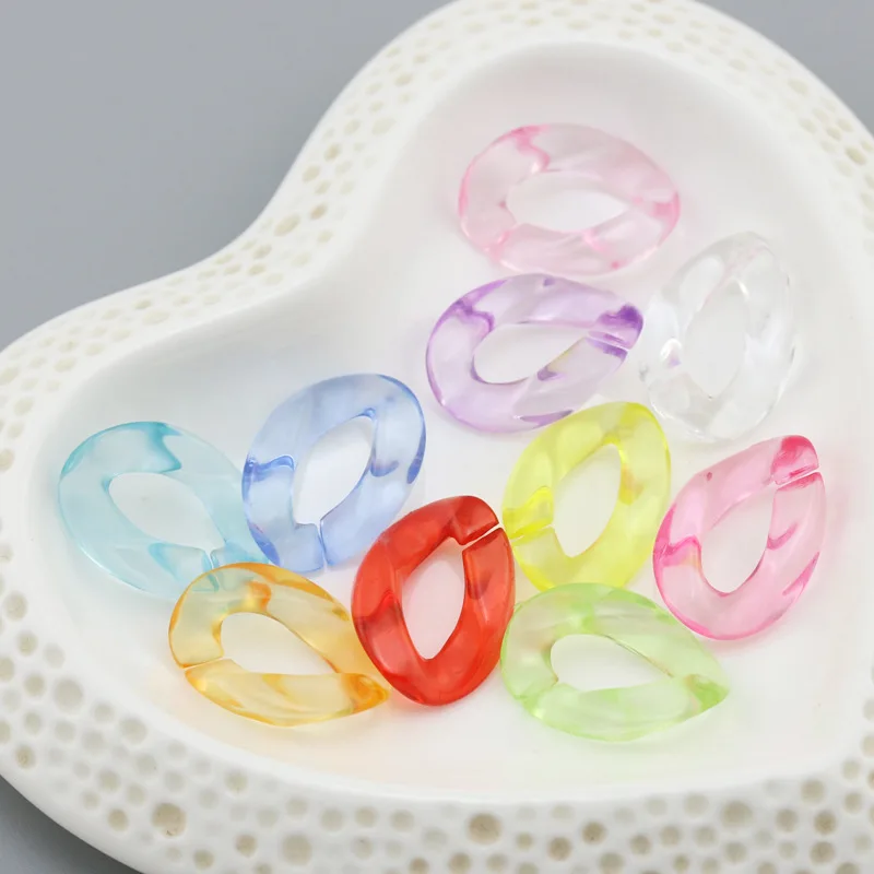 (JM6582)Wholesale 23mm*17mm etc. Multi-Color Multi-Size Acrylic Twisted Chains Assembled Parts Beads Diy Jewelry Findings