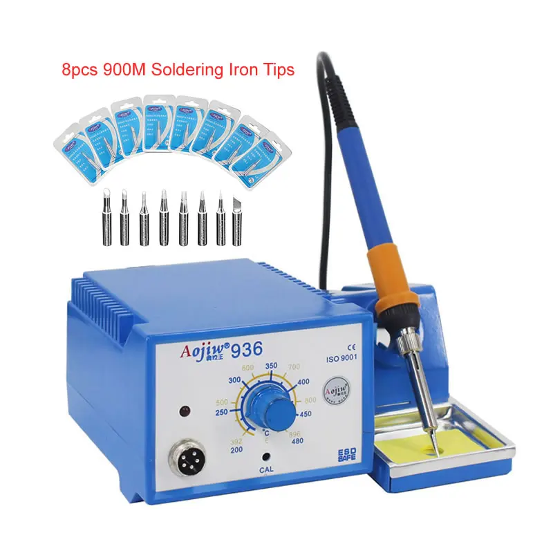 936 Adjustable Soldering Station 50W Soldering Iron BGA Mobile Repair Rework Welding Tools with 8pcs 900M Soldering Tips