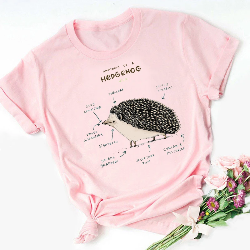 Summer Animal Hedgehog Analysis Print Women T shirt Creative Fashion Pattern Female Short Sleeve Cotton Clothes