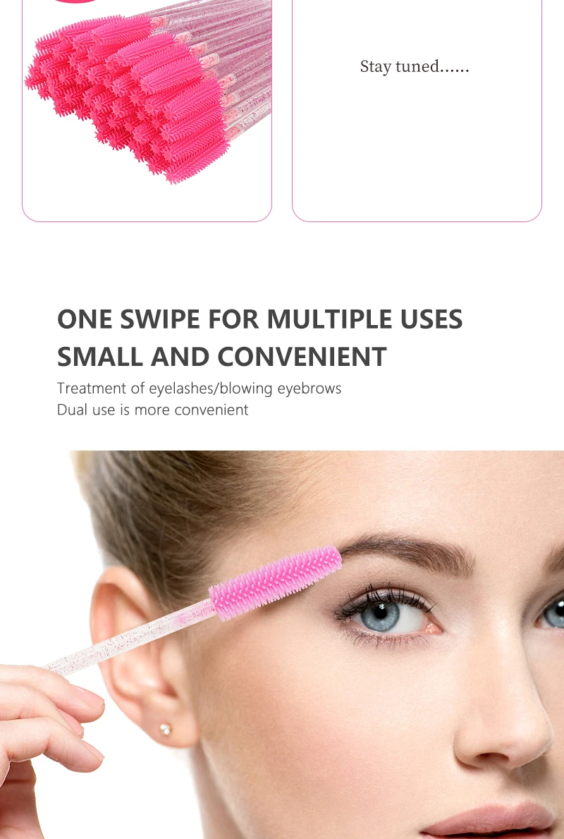 50 Stück Silikon Kristall Mascara Wands Applikator Einweg Diamant Wimpern Pinsel Kamm für Frauen Schönheit Make-up Pinsel Werkzeuge – Detail 4