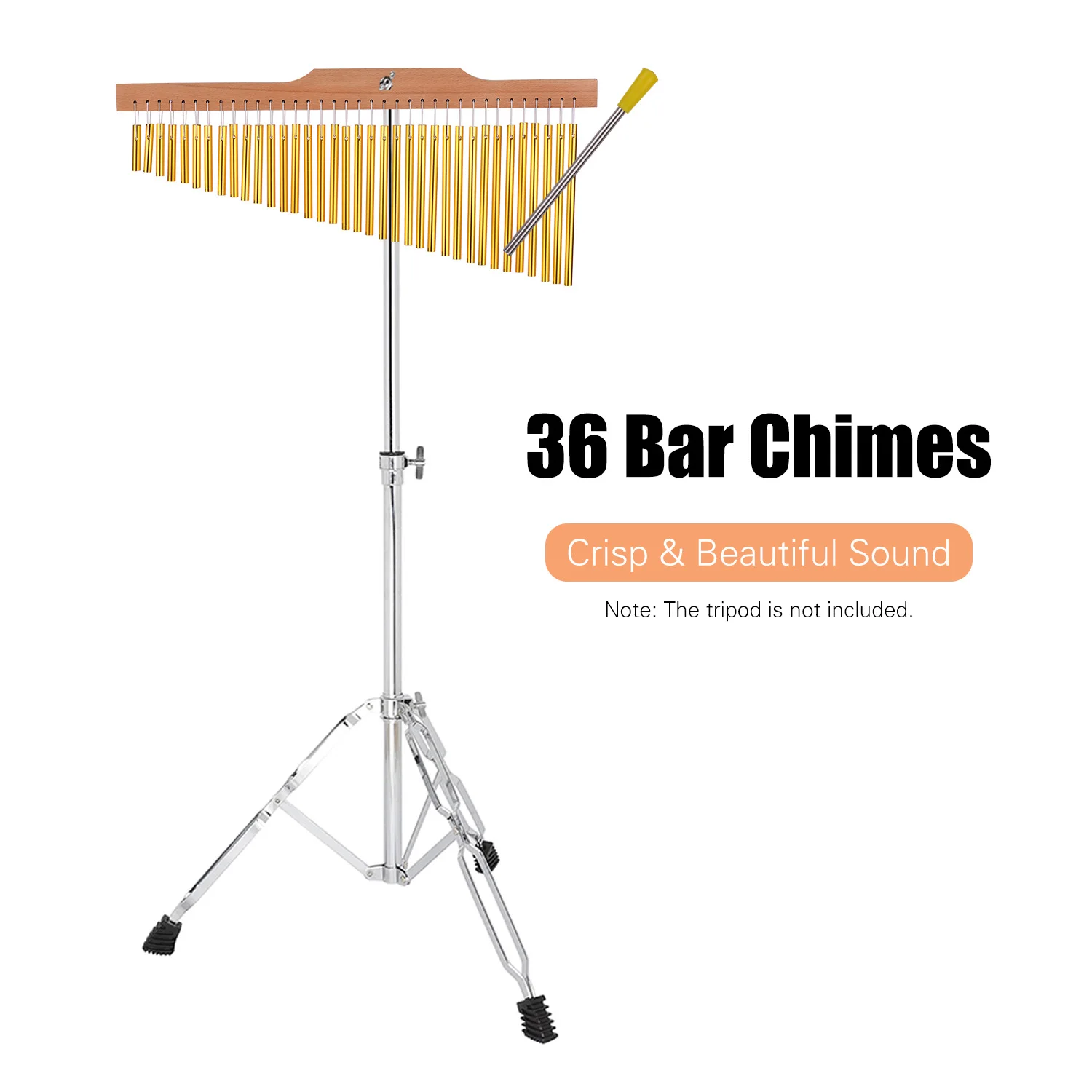 36 Bar Chimes Gold Aluminum Alloy Wooden Bar Crisp & Beautiful Sound for Amateur Playing & Performance