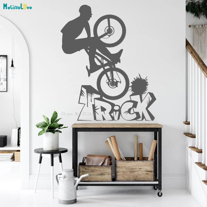 Freestyle Obstacle Course Bike Freestyle Trick Wall Sticker Decals Home Interior Decor Waterproof vINYL Murals YT2674