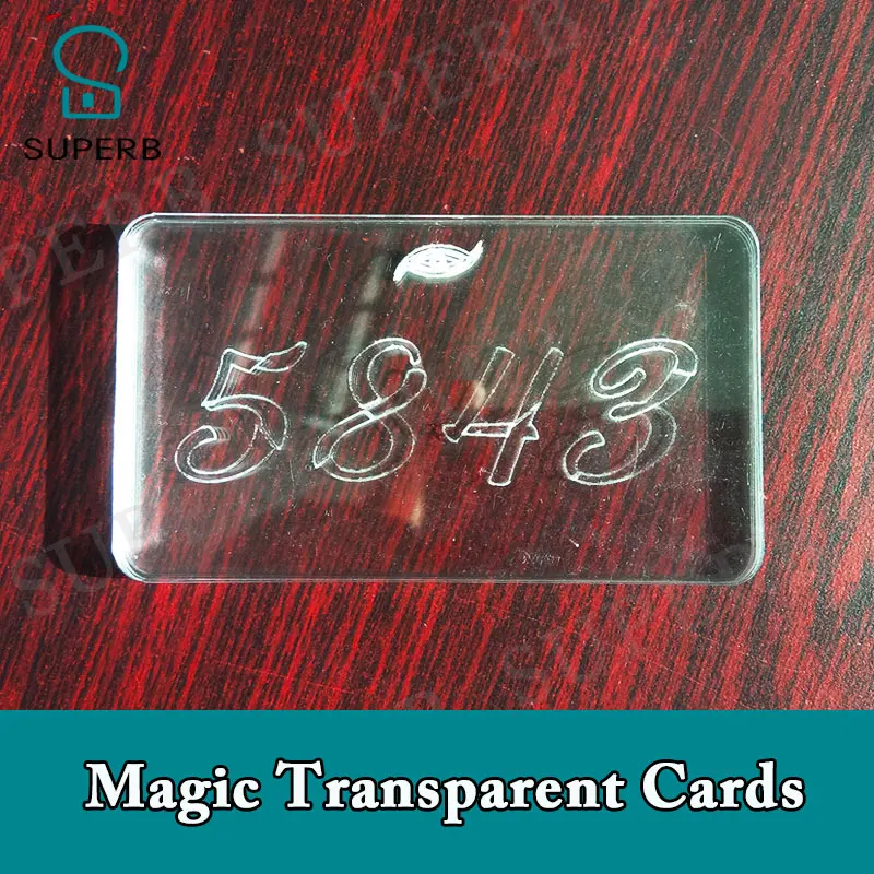 Superb escape room props Magic Transparent 4 card and pile cards up to get password Acrylic Magic card 1987 plastic clear sheet