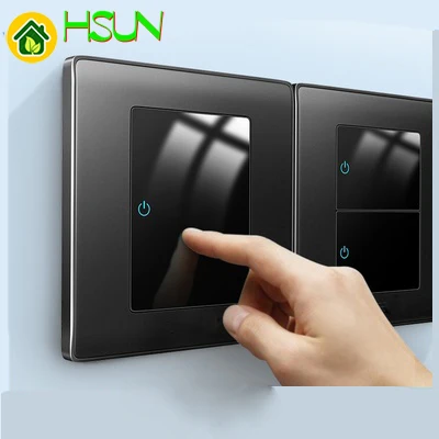 CE 86 type LED switch mirror acrylic stainless steel Electroplated frosted black panel 1 2 3 4 Gang 1 Way 2 Way EU Socket USB