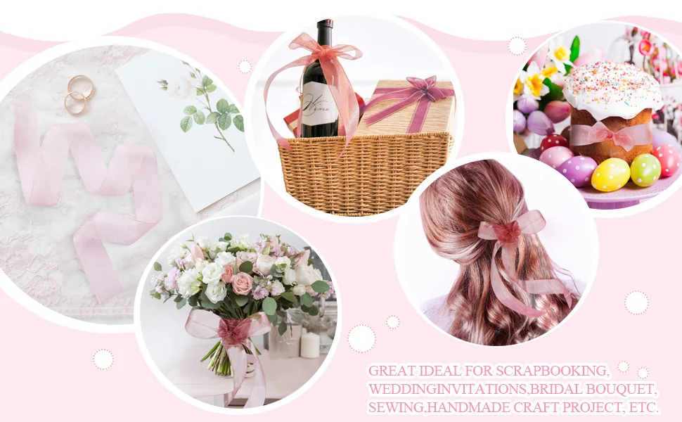 10 Yards/Lot schiere Chiffonband Organza Satinbänder für Geschenkverpackung Dekoration Hochzeitssträuße Party Kranz Spitzenstoff – Detail 25