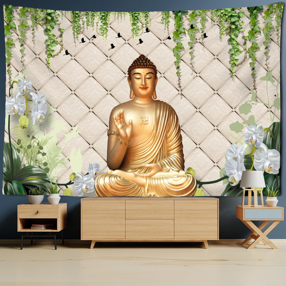 3DReligion Culture Hanging Wall Tapestry Buddha Wall Carpet Headboard Dorm Hippie Psychedelic Tapestry Tree Landscape Boho Decor