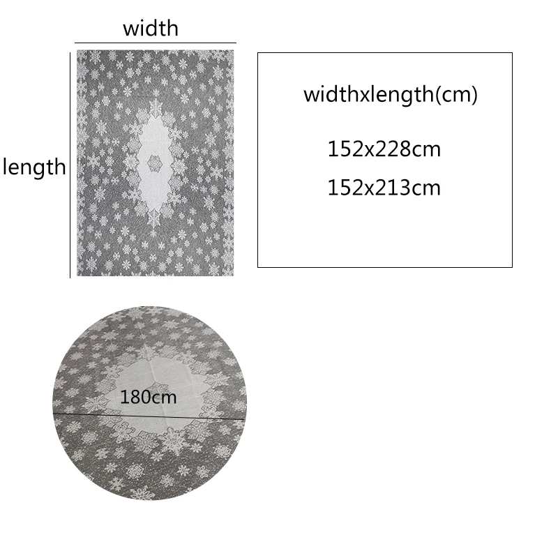 1 pc Round/Rectangle Tablecloth White Lace Tablecloth Snowflake Pattern Wedding Dining Table Cover Home Christmas Party Decora