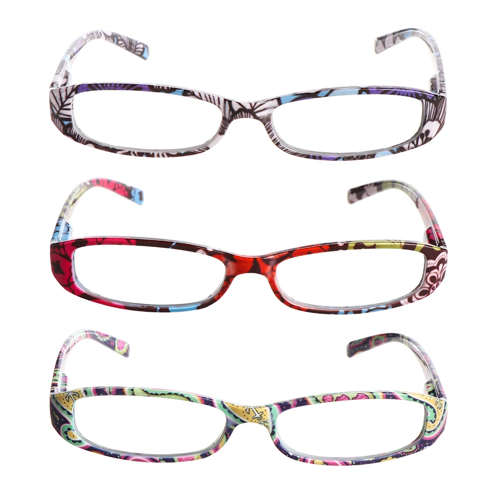 Fashion Women Reading Glasses Matching Pouch Flower Print Resin Read Eyeglasses Magnifying Presbyopic Eyewear +1.0~+4.0