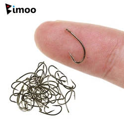 Bimoo-anzuelo para pesca con mosca seca, alambre estándar, gancho curvo de ninfa, acabado en bronce, señuelos para moscas pequeños, Material de atado 12 14 16 18 20
