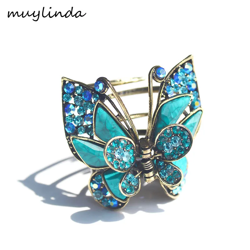 muylinda Butterfly Hair Clip Vintage Rhinestone Hair Claw Crab Women Banquet Party Hair Accessories Jewelry