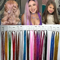 Sparkle Hair Tinsel Rainbow Colored Strands Girls Headwear Hairbinge Hair Laser False Hair Extensions Decor Glitter Strips