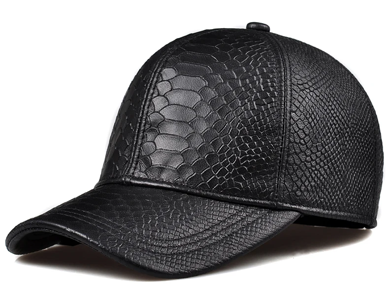 Fashion 2023 New Crocodile Pattern Baseball Caps Tide Cap women Men Autumn Winter Sun Hat Real Leather Peaked Hat Adjustable