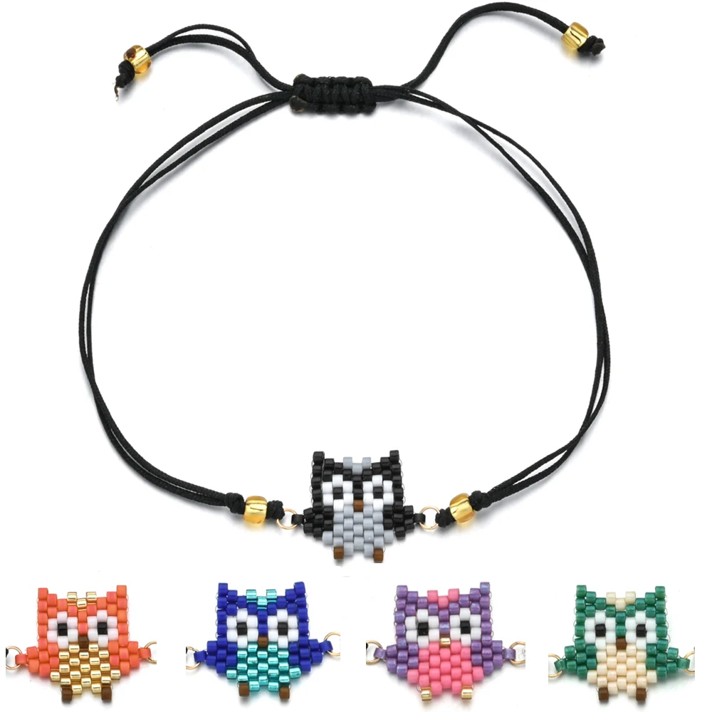 Diy Woven Rope Miyuki Seed Beads Bracelet Boho Santa Claus Elk Bracelet Simple Handmade Friendship Bracelet for Women Gifts