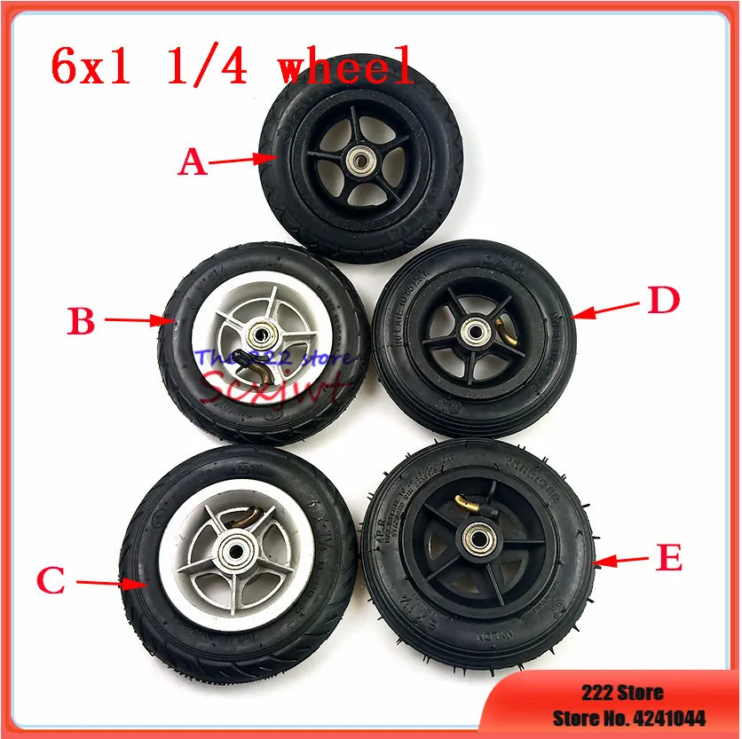 Motorcycle 6x1 1/4 tyre 6 inch Scooter Inflation / solid Wheel alloy plastic Hub tire Inner Tube Electric  E-Bike wheel