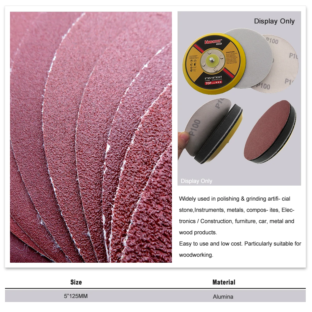 5 Inch Flocking Sanding Disc Dry Grinding Sandpaper 125mm Abrasive Paper 60 to 1200 Grits for Wood Car Sanding Polishing