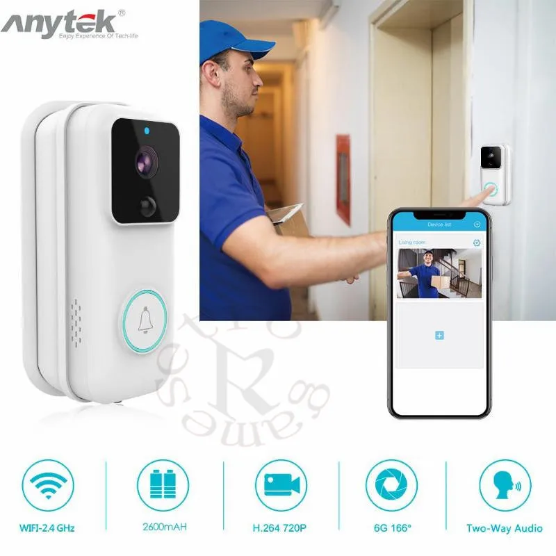 Imagem -02 - Anytek B60 hd 1080p Wifi Campainha de Vídeo Inteligente Campainha Visual Intercom ip Campainha Câmera de Segurança sem Fio Armazenamento em Nuvem