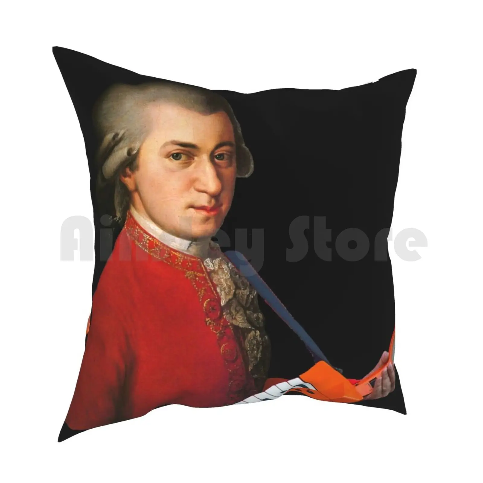 Mozart With A Keytar Pillow Case Printed Home Soft Throw Pillow Wolfgang Amadeus Mozart Music Keytar Keyboard Guitar