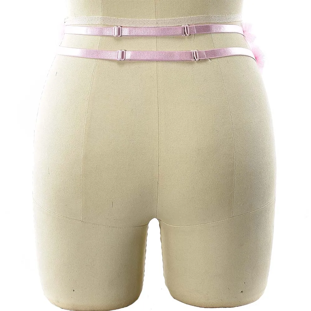 Imbracatura da donna Giarrettiera in pizzo rosa Gabbia per il corpo Punk Goth Calza Reggicalze per gambe regolabile Bondage Lingerie Imbracatura per il corpo sexy