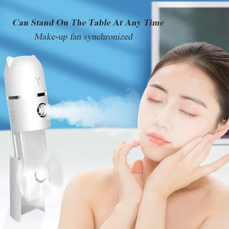 Mini Nano Facial Steamer Professional Nebulizer USB Portable Nano Spray Face Humidifier Nanomister Vaporizador With Mini Fan
