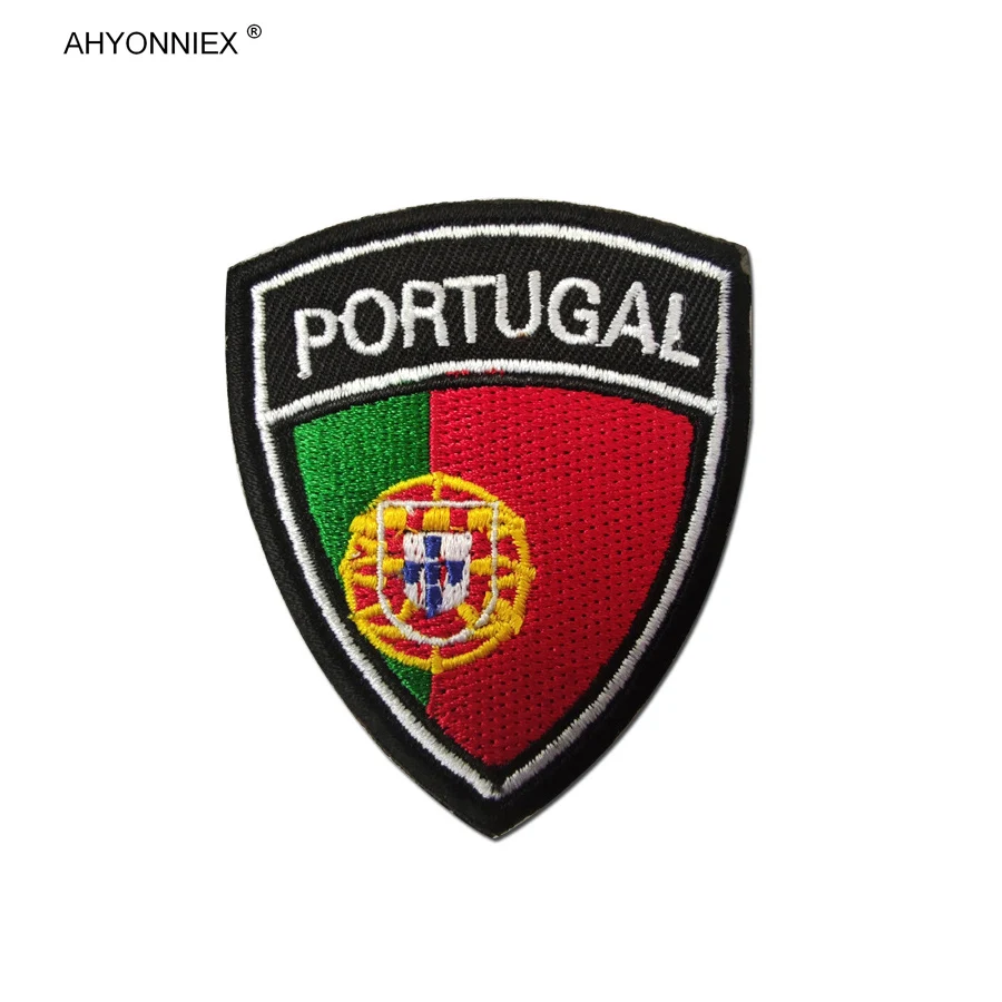 AHYONNIEX 1PC Germany France Portugal England Country Flag Patches Shield Personality Special Armband Backpack Stickers DIY