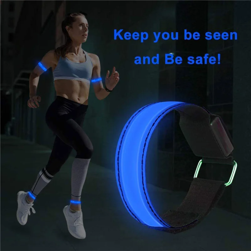 Brazalete LED ajustable para adultos, pulsera luminosa con luz de seguridad para correr, ciclismo, patinaje y Deportes