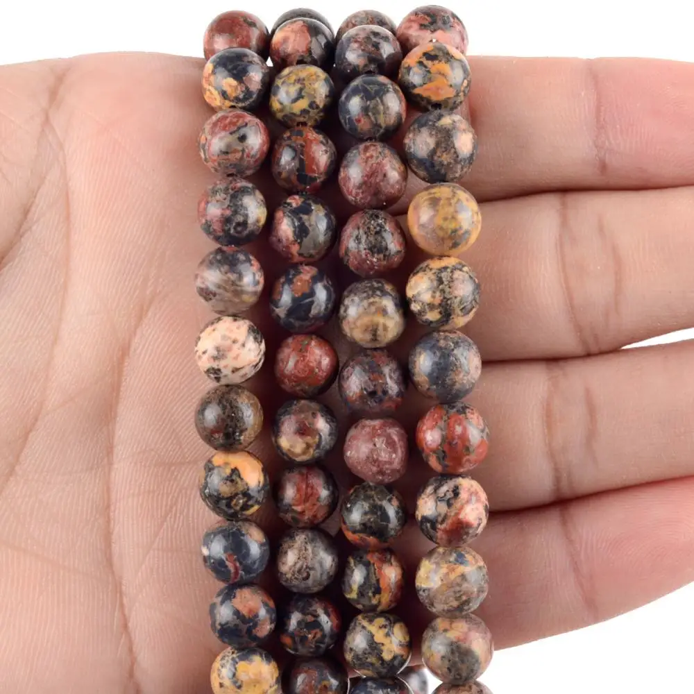 Natural Leopard Skin Jaspes Stone Beads Round Loose Spacer Beads For Jewelry Making 4/6/8/10/12mm DIY Bracelet Handmade